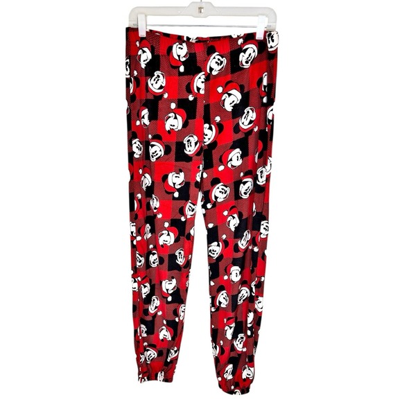 Disney Mickey Mouse Christmas Pajamas Large Red Black Plaid Minky Plush NWT NEW - Picture 6 of 10